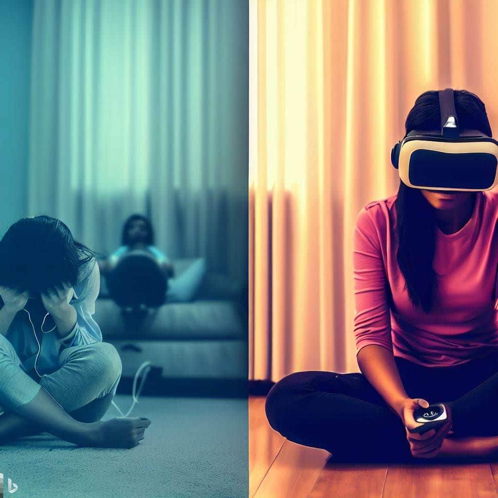 The hero image might portray a split-screen composition. On one side, a person struggling with a mental health issue (anxious, sad, stressed) could be shown. On the other side, the same person could be seen with a positive expression after undergoing Virtual Reality therapy, signifying transformation and improvement. This image would visually communicate the potential positive impact of VR therapy on mental well-being.