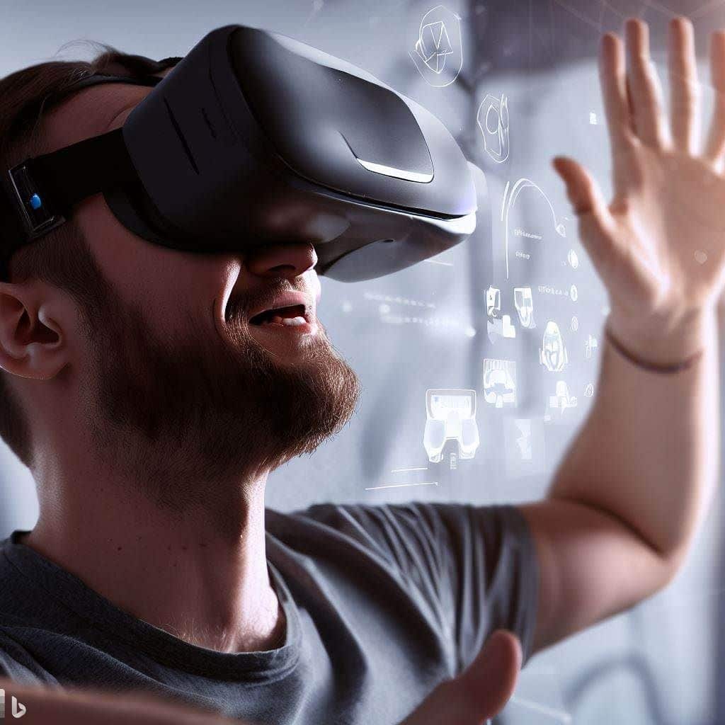 This hero image features a close-up shot of a user wearing the Oculus Rift S with a look of amazement on their face as they interact with VR content. In the background, there could be subtle VR-related graphics and text that highlight the key features of the Oculus Rift S.