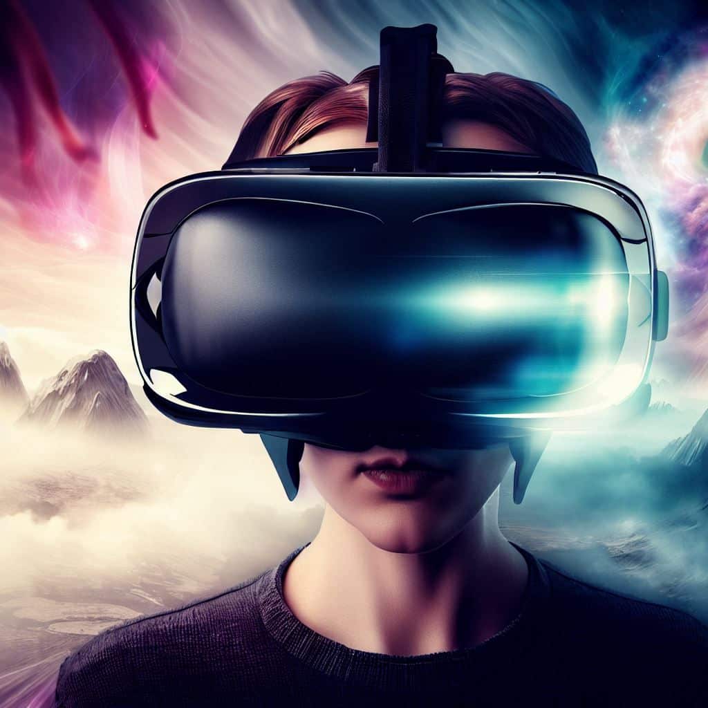 Image: A striking image of a person wearing a VR headset, with the Pimax 5K on one eye and the Valve Index on the other, showcasing the immersive experience they provide. Background: An ethereal, otherworldly landscape in VR with a blend of real and virtual elements, creating a surreal and captivating atmosphere. Text Overlay: "Immerse Yourself in VR Excellence" in a futuristic font, with "Explore Now" as a prominent CTA for users to explore the comparison.
