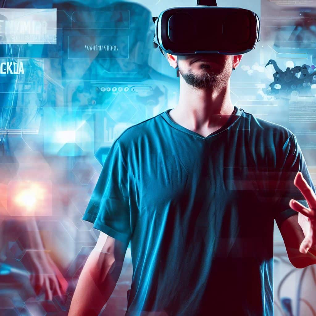 In this image, you see a user wearing a VR headset, fully immersed in a virtual world. The background shows a blend of VR scenes. Overlaid text at the top says, "Mastering Your VR Experience," and at the bottom, it emphasizes, "From Troubleshooting to Maintenance."