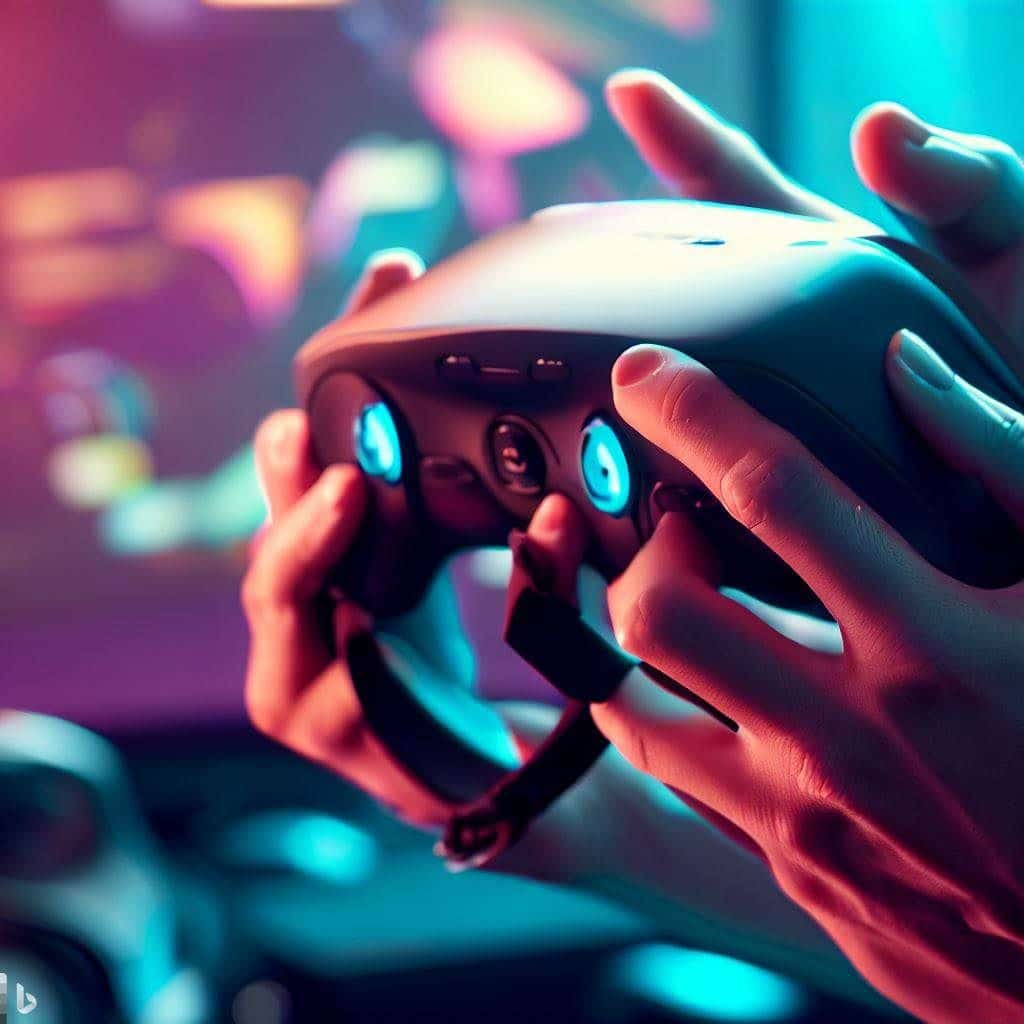 This hero image focuses on the precision and detail of the HTC Vive Cosmos Elite. It could show a user's hands holding the Vive controllers in a VR environment with vibrant graphics and a high-resolution display. The image emphasizes the headset's tracking and gaming capabilities.